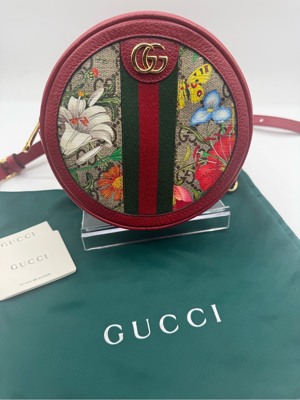 Gucci Red Floral Supreme GG Canvas & Leather Backpack